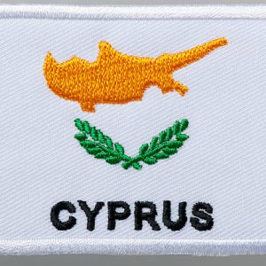 Republic of Cyprus flag patch on a gray background.